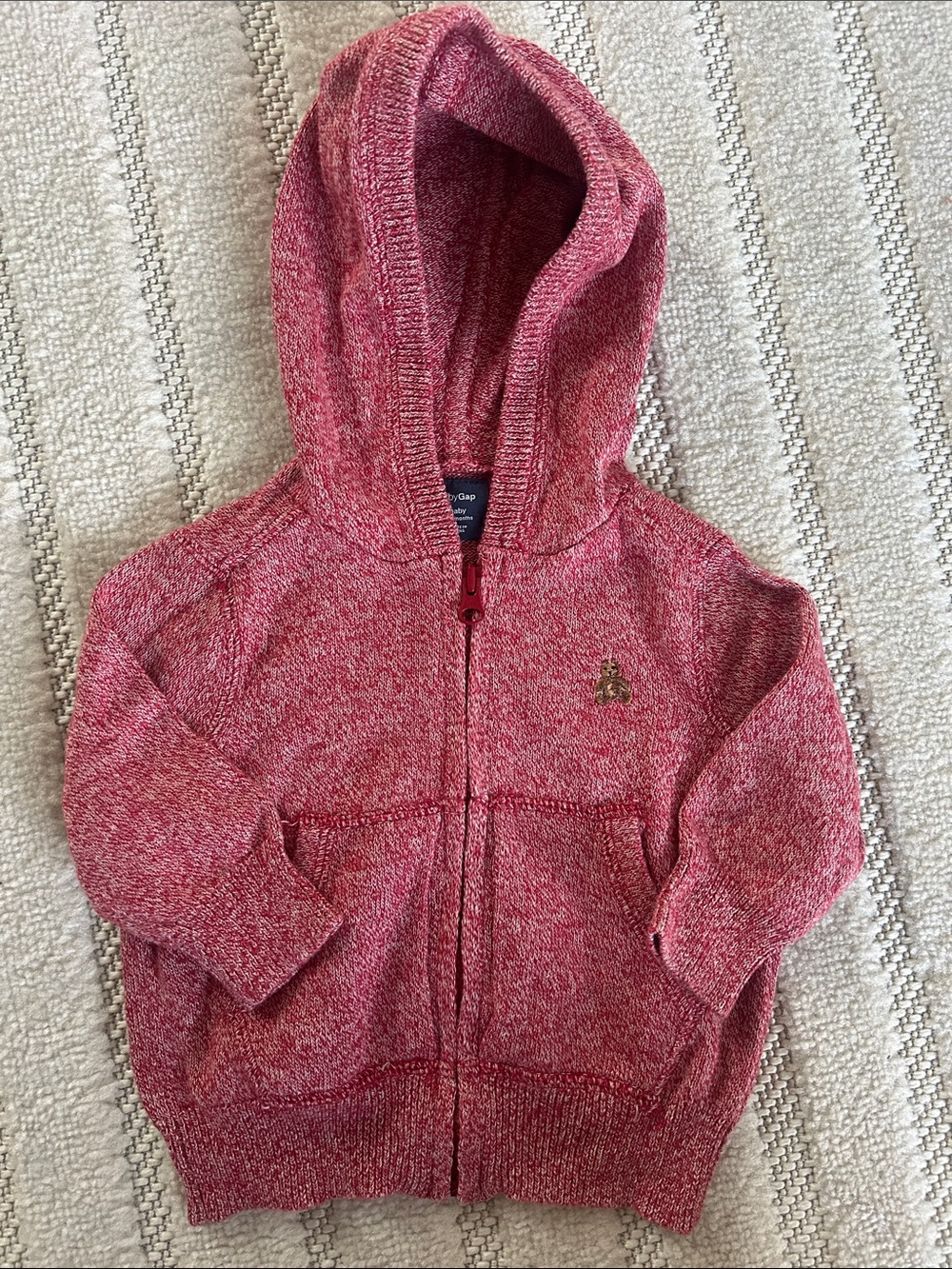GAP Heathered Pink Zip-Up Hooded Sweater